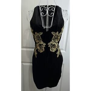 Preowned Black and Gold Dress by Privy - Privately Privileged Size Medium